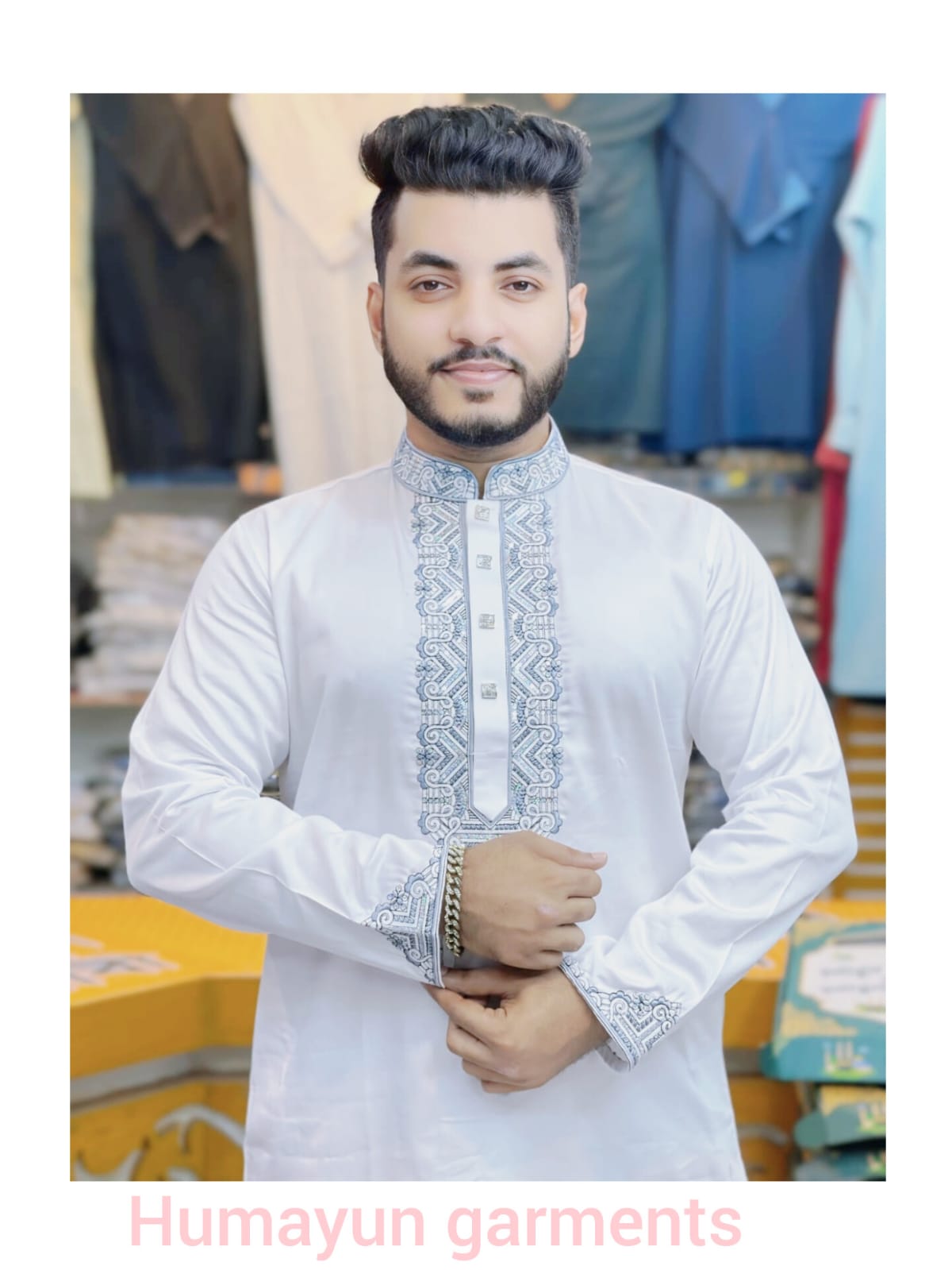 1152 ( Code: 1152 )- ডিজাইনার এমব্রয়ডারি কটন পাঞ্জাবি - Image 1