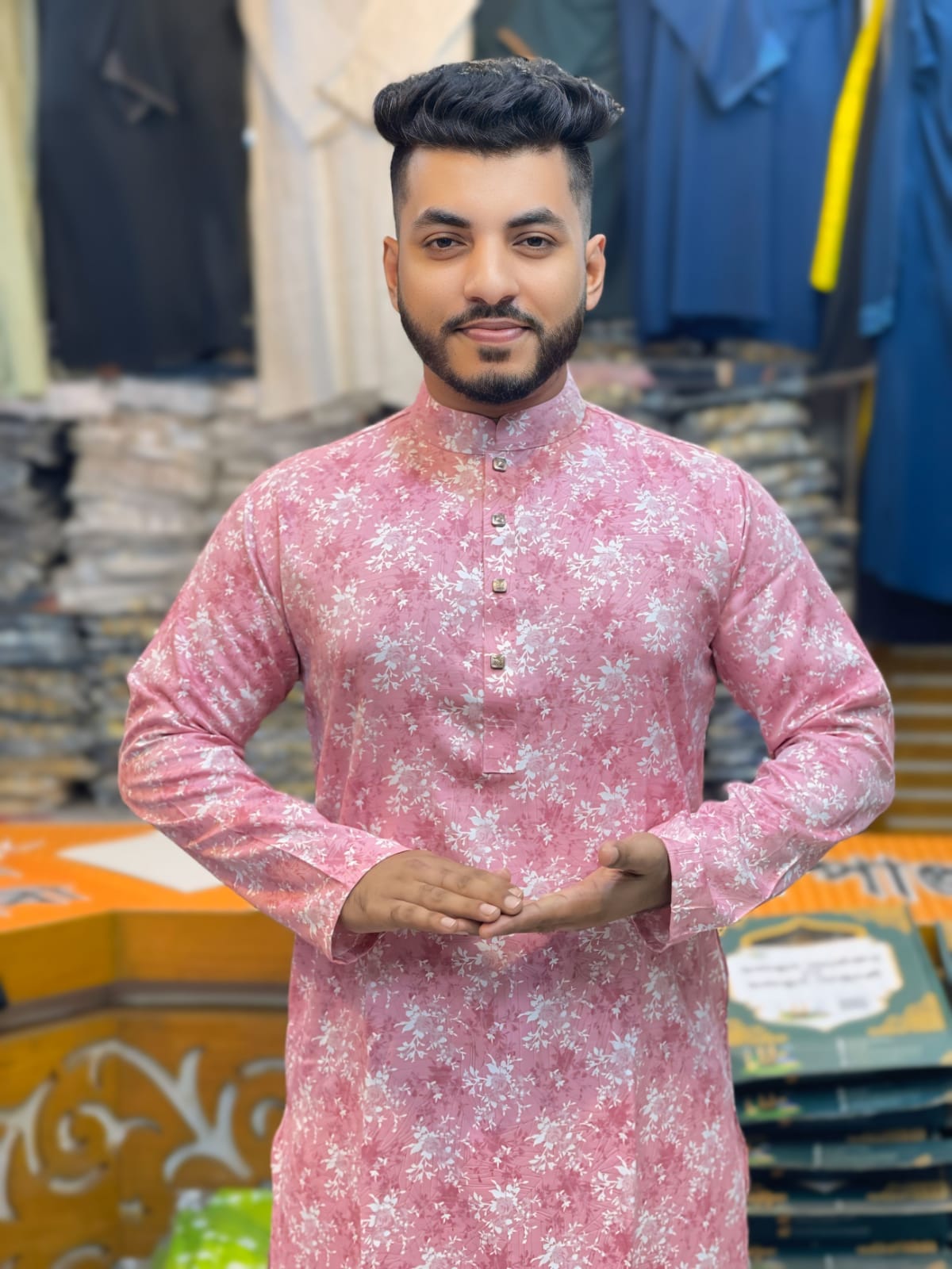 1183 ( Code: 1183 )- ডিজিটাল প্রিন্টেড প্রিমিয়াম কটন পাঞ্জাবি - Image 1