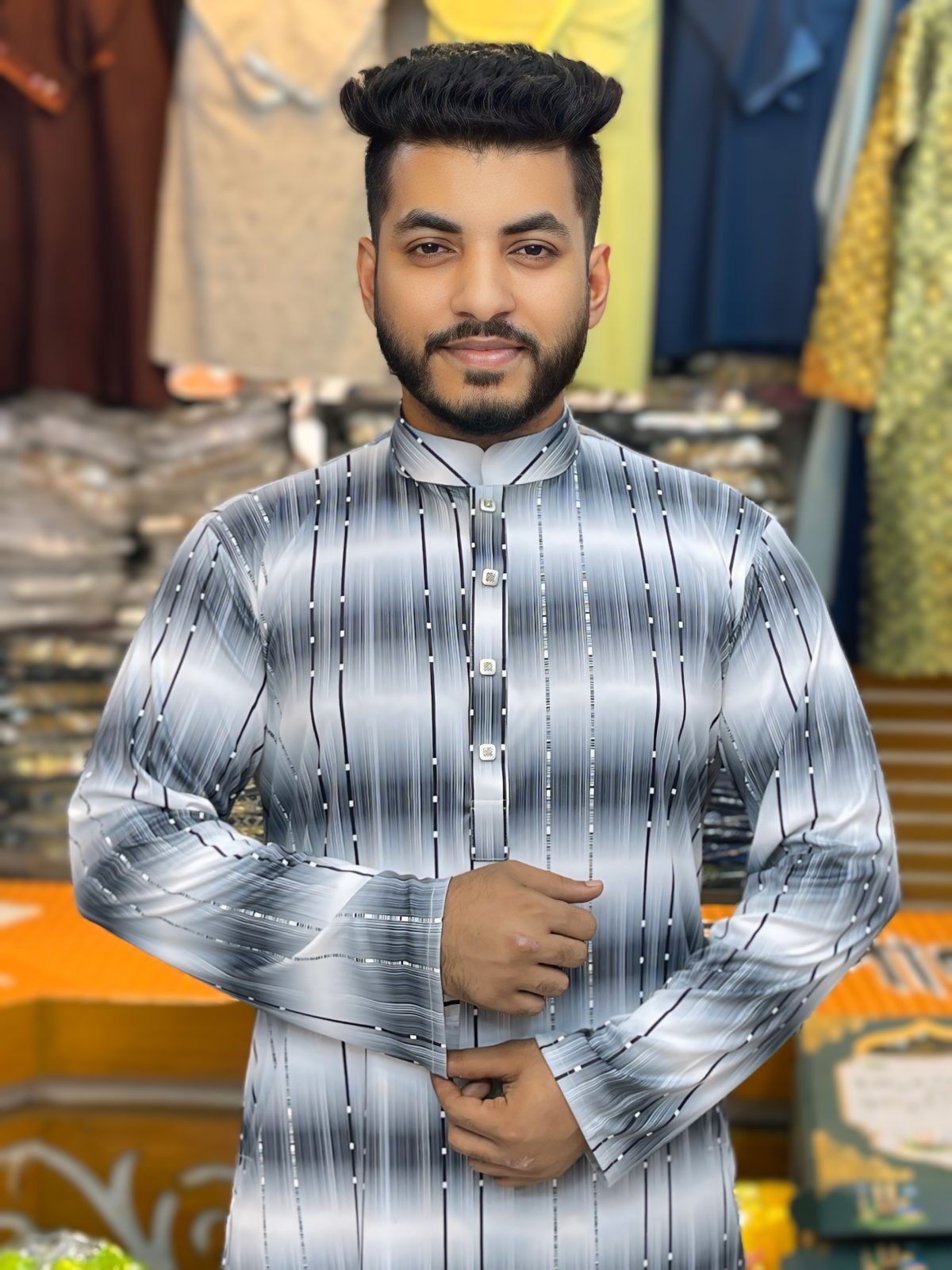 ( Code: 1191 )- ডিজিটাল প্রিন্টের লাইটওয়েট ও আয়রন-ফ্রি পাঞ্জাবি - Image 1