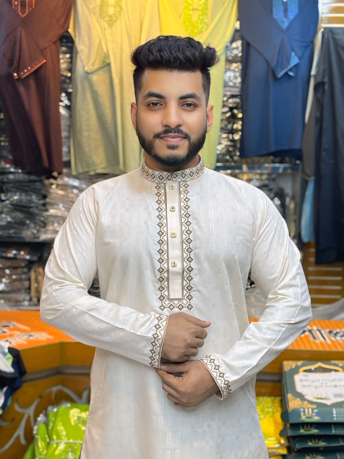 Code-1 ( Code: 1 )- (১০০% কটন প্রিমিয়াম পাঞ্জাবি - জলছাপ টেক্সচার) - Image 1