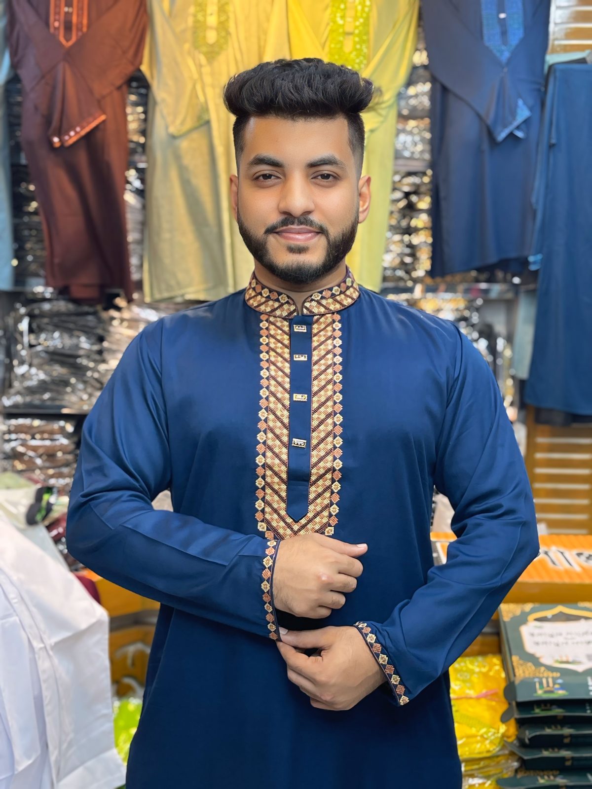 Code-1 ( Code: 1 ) - (প্রিমিয়াম সিকুইন এমব্রয়ডারি কটন পাঞ্জাবি - সাথে ফ্রি পায়জামা) - Image 1