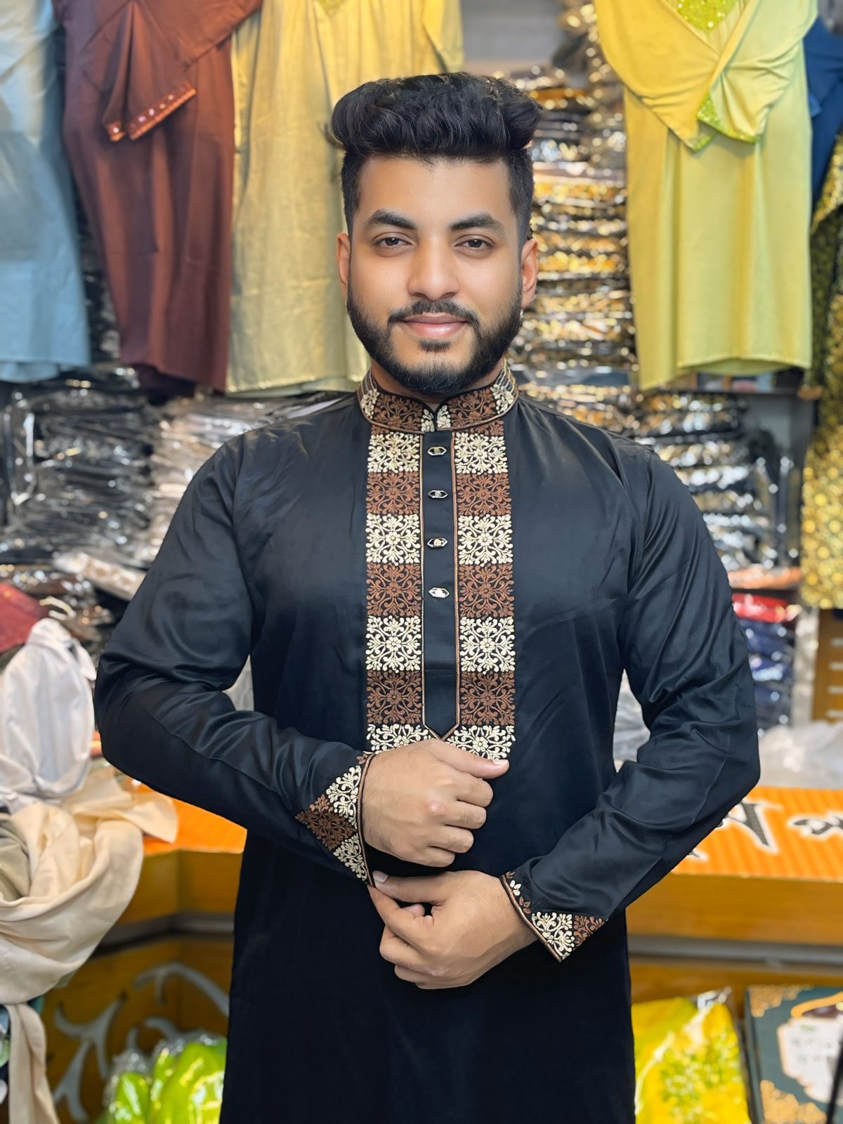 ( Code: 103 )- ডাবল এম্ব্রয়ডারি/সিকোয়েন্স কটন পাঞ্জাবি - Image 1