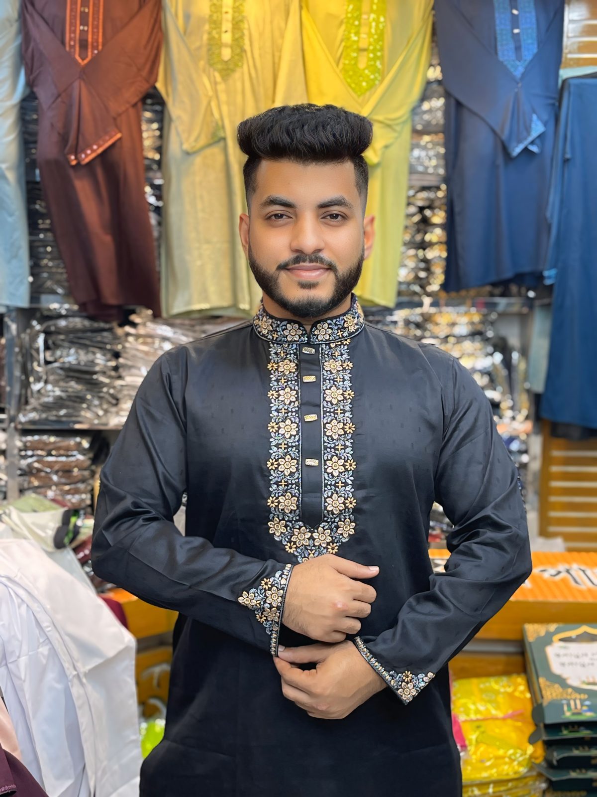 Code-2 ( Code: 2 ) - (প্রিমিয়াম সিকুইন এমব্রয়ডারি কটন পাঞ্জাবি - সাথে ফ্রি পায়জামা) - Image 1