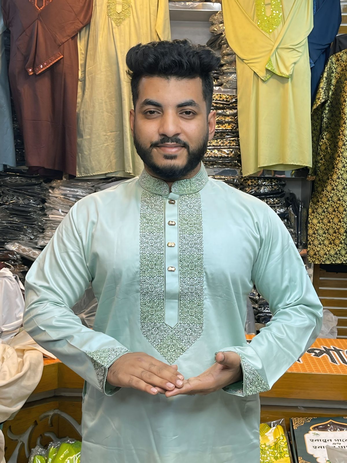 Code-201 ( Code: 201 )- ডাবল এম্ব্রয়ডারি/সিকোয়েন্স কটন পাঞ্জাবি - Image 1