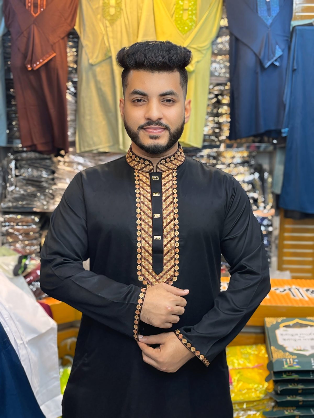 Code-7 ( Code: 7 ) - (প্রিমিয়াম সিকুইন এমব্রয়ডারি কটন পাঞ্জাবি - সাথে ফ্রি পায়জামা) - Image 1