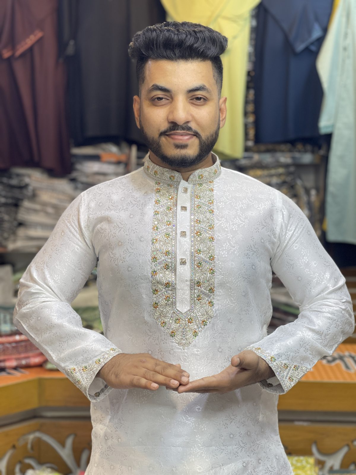 কাতান সিকোয়েন্স এমব্রয়ডারি পাঞ্জাবি [ Code-301 ] - Image 1