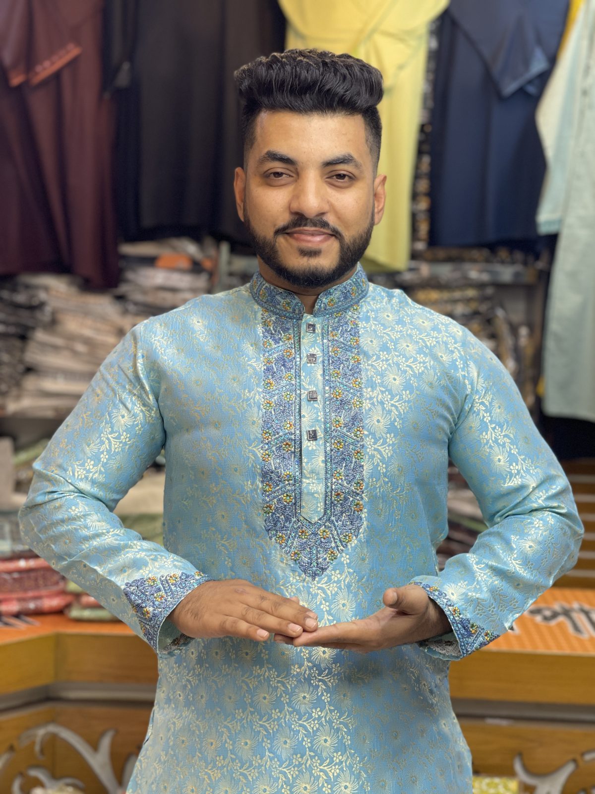 কাতান সিকোয়েন্স এমব্রয়ডারি পাঞ্জাবি [ Code-302 ] - Image 1