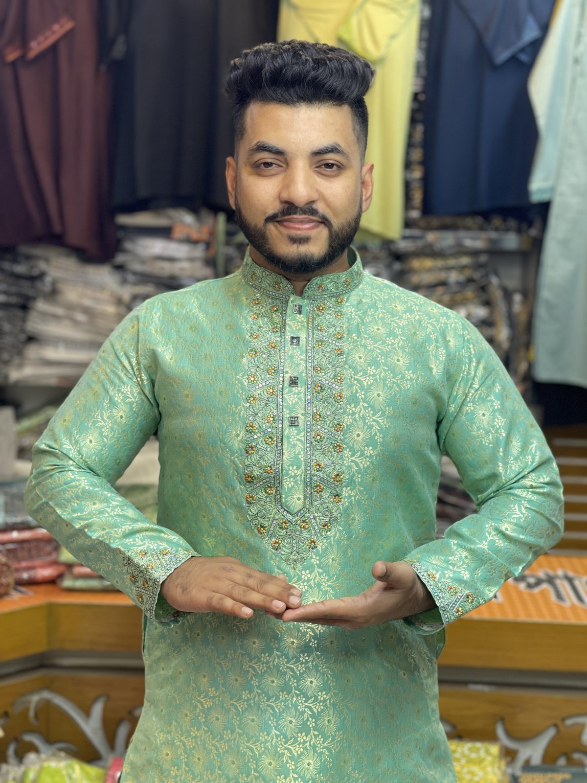 কাতান সিকোয়েন্স এমব্রয়ডারি পাঞ্জাবি [ Code-303 ] - Image 1