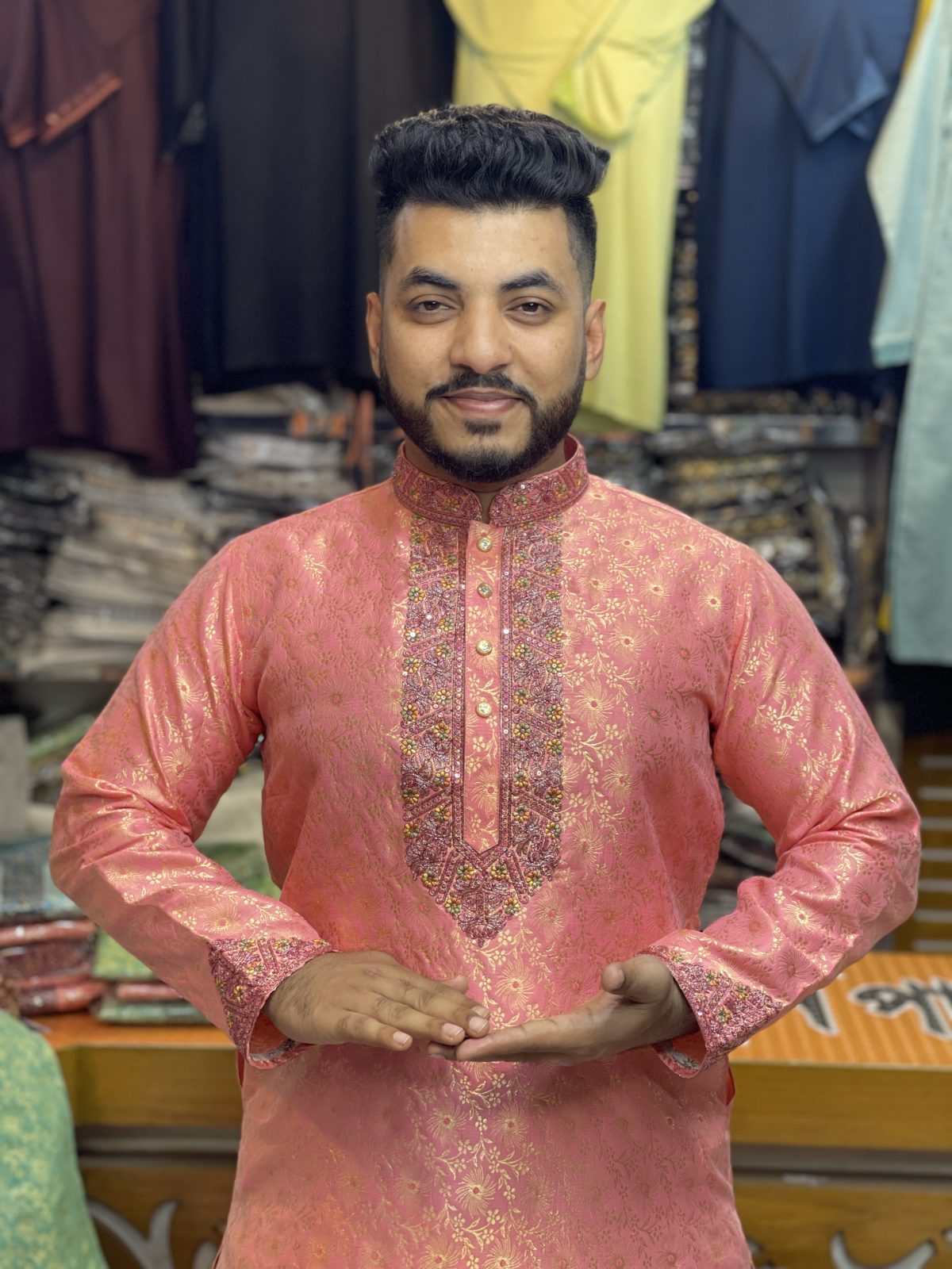 কাতান সিকোয়েন্স এমব্রয়ডারি পাঞ্জাবি [ Code-304 ] - Image 1