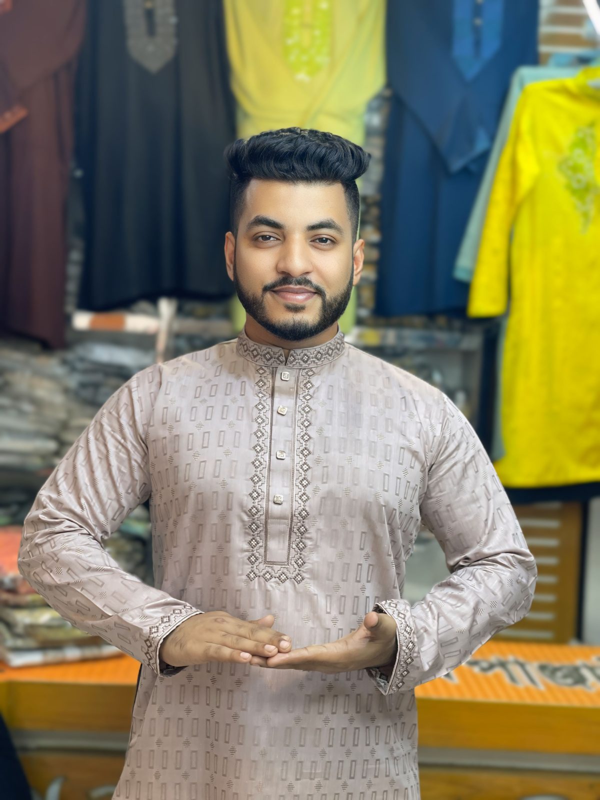 অরিজিনাল জ্যাকেট ব্লাডে কটন এমব্রয়ডারি পাঞ্জাবি [ Code-311 ] - Image 1