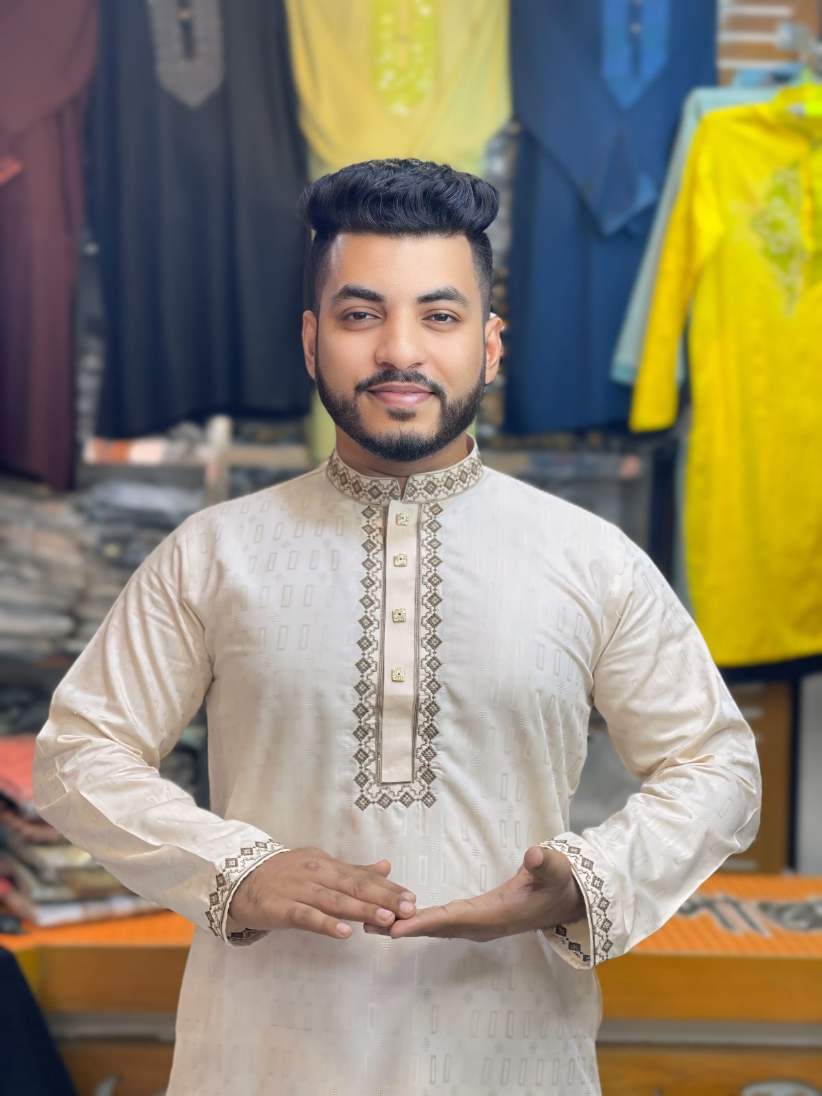 অরিজিনাল জ্যাকেট ব্লাডে কটন এমব্রয়ডারি পাঞ্জাবি [ Code-312 ] - Image 1