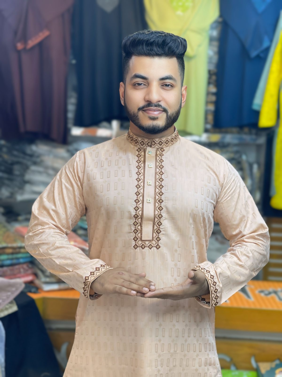 অরিজিনাল জ্যাকেট ব্লাডে কটন এমব্রয়ডারি পাঞ্জাবি [ Code-313 ] - Image 1