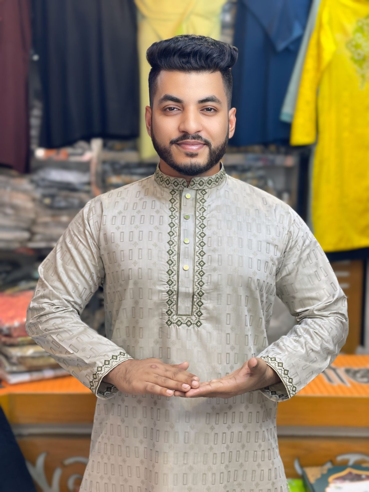 অরিজিনাল জ্যাকেট ব্লাডে কটন এমব্রয়ডারি পাঞ্জাবি [ Code-314 ] - Image 1