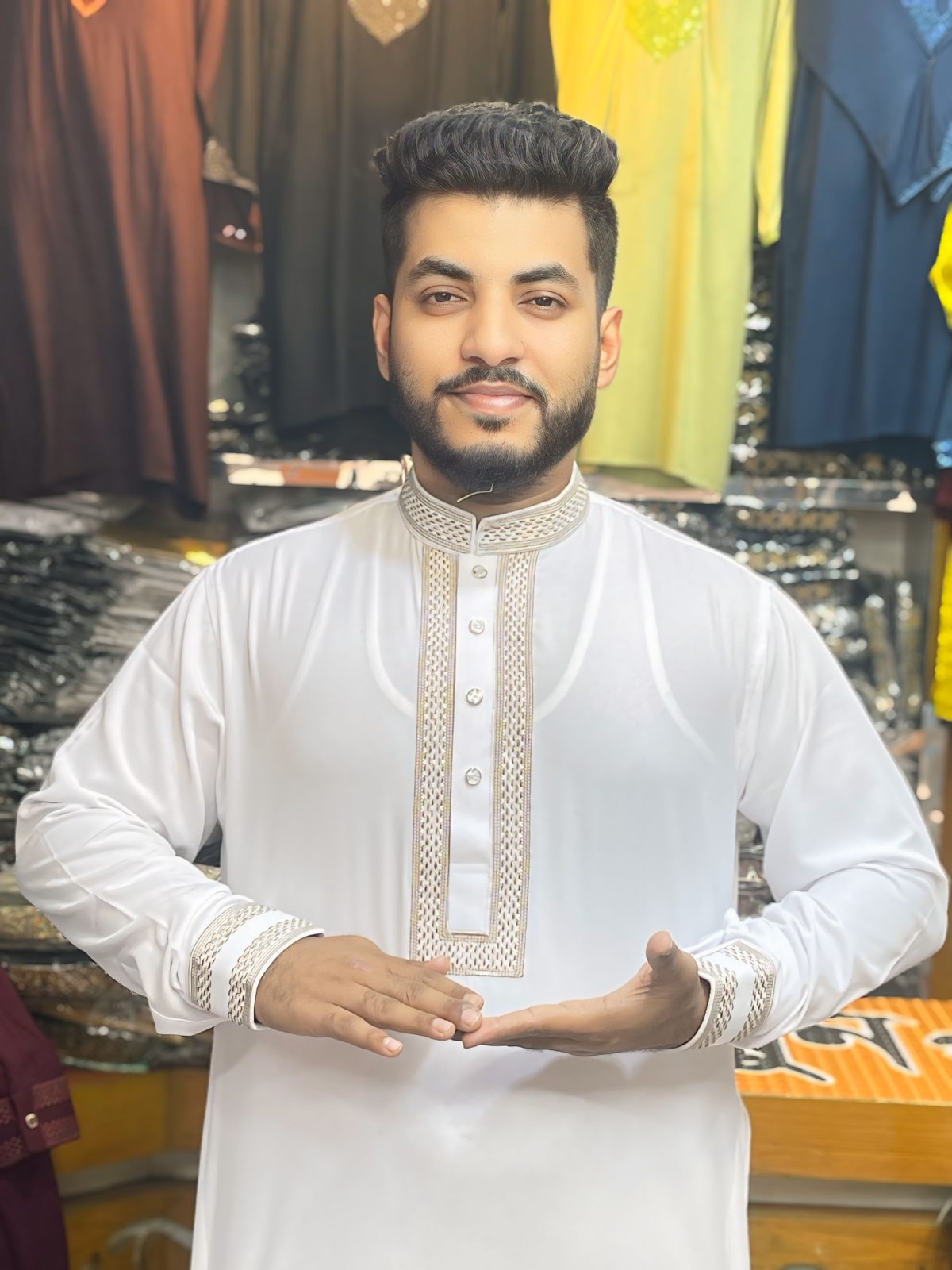 প্রিমিয়াম চায়না ভাঙচুর স্টিচ কটন পাঞ্জাবি [ Code: VP-10 ] - Image 1