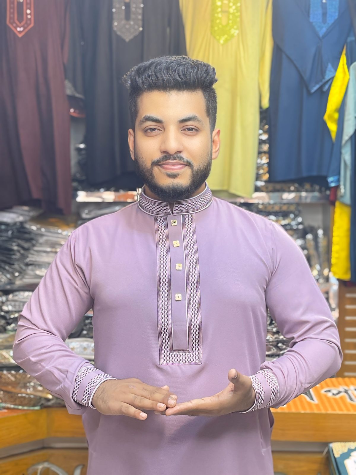 প্রিমিয়াম চায়না ভাঙচুর স্টিচ কটন পাঞ্জাবি [ Code: VP-11 ] - Image 1