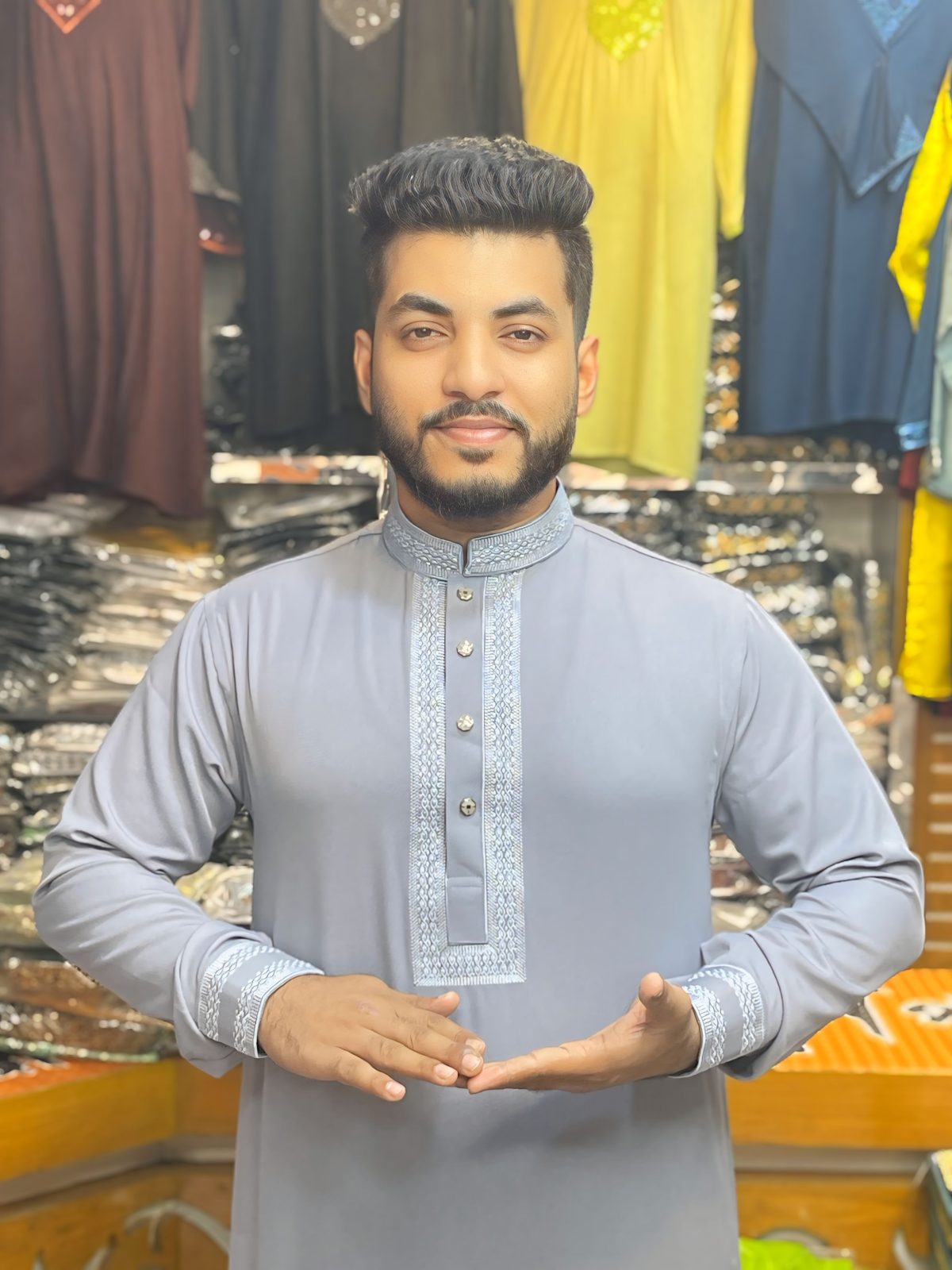 প্রিমিয়াম চায়না ভাঙচুর স্টিচ কটন পাঞ্জাবি [ Code: VP-14 ] - Image 1