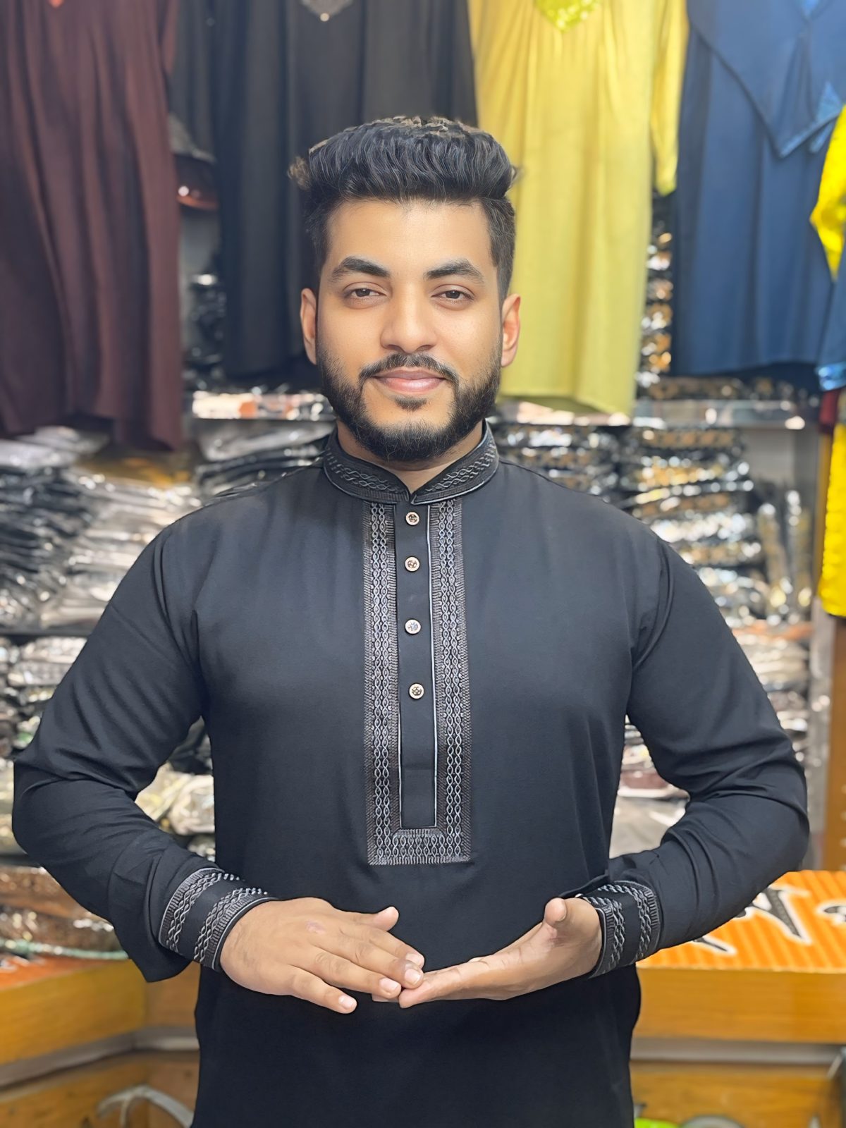 প্রিমিয়াম চায়না ভাঙচুর স্টিচ কটন পাঞ্জাবি [ Code: VP-15 ] - Image 1