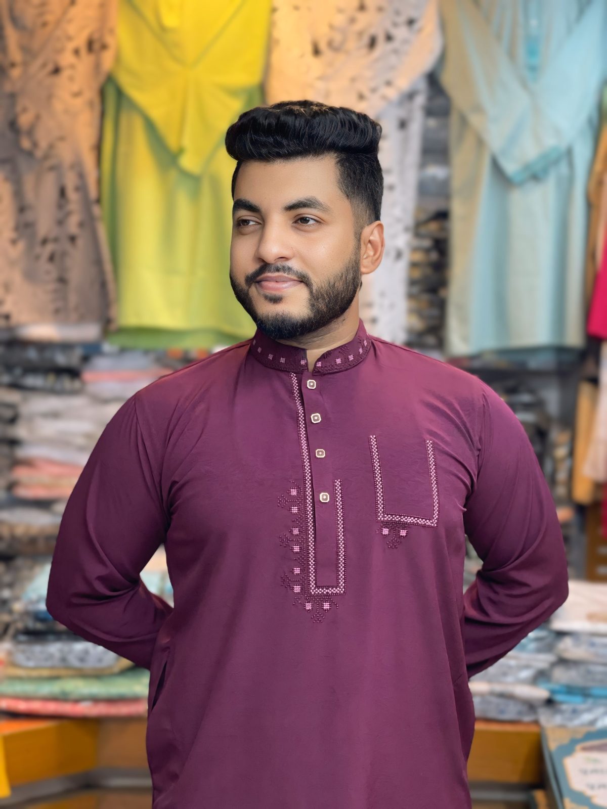 প্রিমিয়াম হোয়াইট এমব্রয়ডারি পাঞ্জাবি [ Code: 211 ] - Image 1