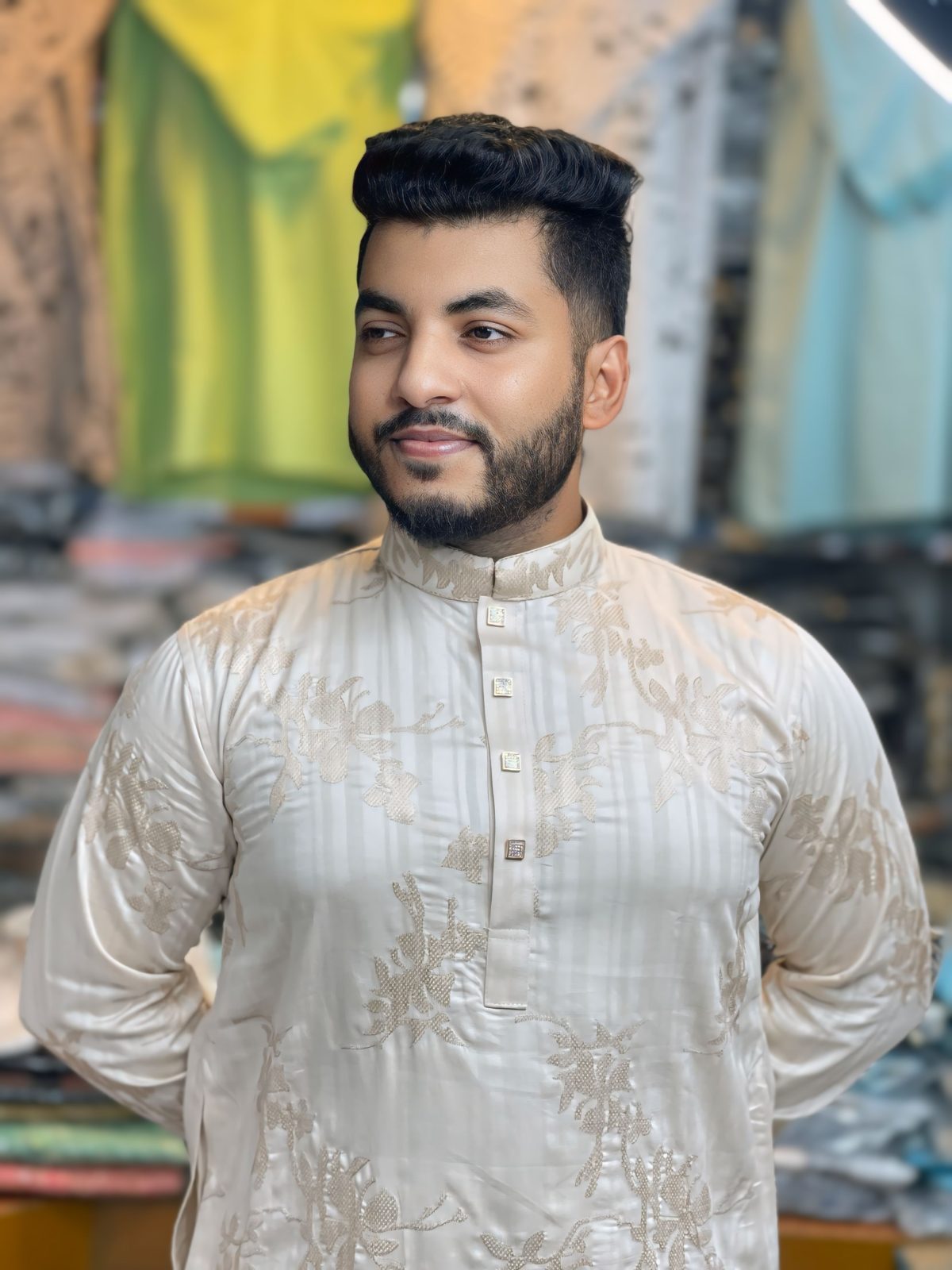 প্রিমিয়াম ফুল-বডি এমব্রয়ডারি কটন পাঞ্জাবি [ Code: 67 ] - Image 1