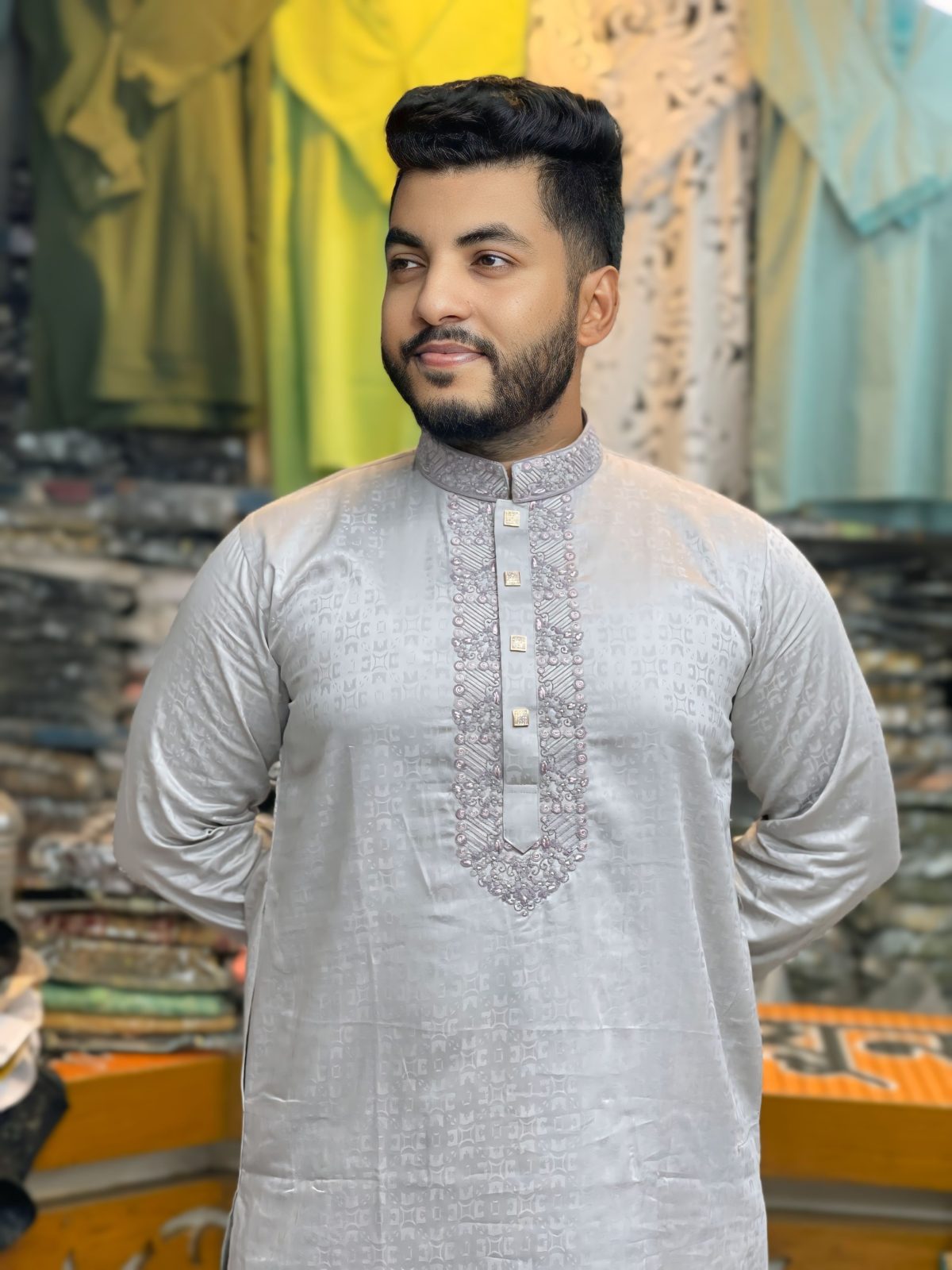 প্রিমিয়াম ডাবল ডিভাইস এমব্রয়ডারি পাঞ্জাবি [ Code: 73 ] - Image 1