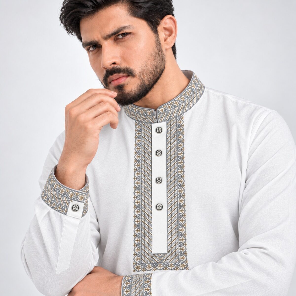Premium Embroidery Work Sequence Panjabi [ Code: 137 ] - Image 1