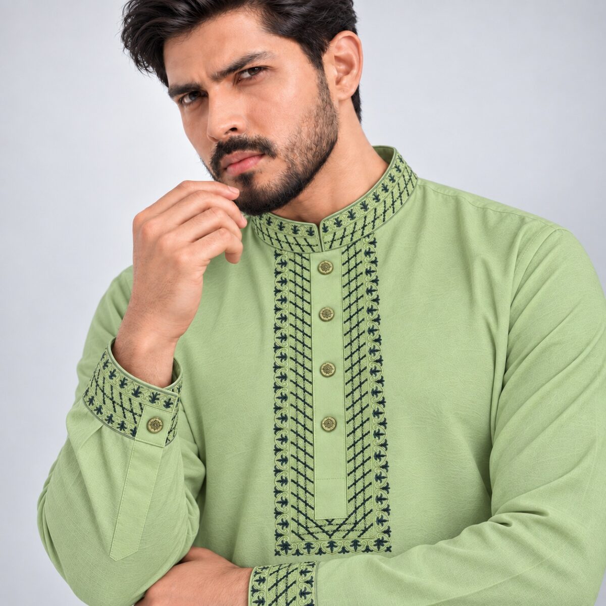 Premium Embroidery Work Sequence Panjabi [ Code: 138 ] - Image 1
